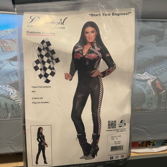 Start Your Engine Women's Halloween Costume - Race Flag Girl - Picture 6 of 6